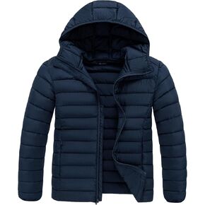 wantdo Men's Quilted Hooded Jacket Warm Coat Winter Lightweight Down Jacket