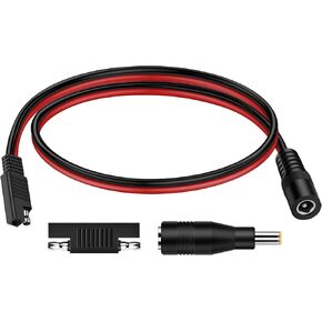 iGreely SAE Plug to DC 5.5mm x 2.1mm Female Cables with SAE Polarity Reverse and DC 8mm Adapter for Automotive RV Solar Panel 14AWG 2ft/60cm