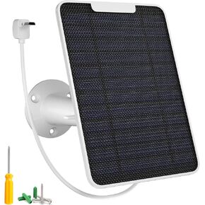 5W Solar Panel Charger Compatible with Arlo Essential 2K Outdoor Camera(2nd Gen)/Essential Outdoor XL(2nd Gen)/Essential Spotlight, IP65 Waterproof 10ft USB-C & Micro USB Cable & Wall Mount, 2 Pack