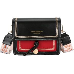 Guitar Strap Color-Block Crossbody Bags for Women Cute Designer Handbags Trendy Cross Body Purse Leather Shoulder Bag