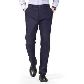 Mens Stretch Dress Pants, Men's Classic Fit Casual Golf Work Suit Pants Lightweight Flat Front Pants