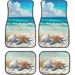 Blue Bling Sea Turtle Tie-dye Car Floor Mat Front & Rear Car Cloth Surface Pad Mats Anti-skidding for Travel Fits Trucks SUV