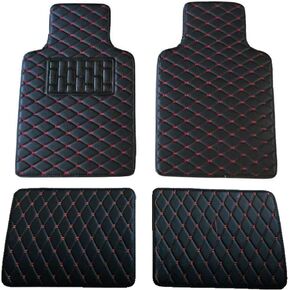 WJSKDQ Premium Carpet Floor Mats with Heel Pad Diamond Pattern Floor Mats for Cars Faux Leather Car Floor Mats for Cars, coupes, Small SUV Black