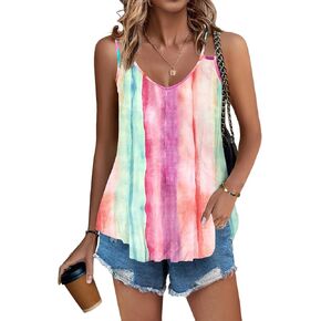 Zeagoo Women Flowy Tank Tops Casual Summer Floral Tops Sexy Spaghetti Strap V Neck Sleeveless Tunic Camisoles