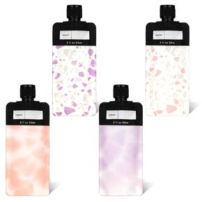 4 PCS Travel Pouches for Toiletries, 3oz Leak Proof Empty Squeeze Pouches, Refillable Travel Size Containers, Portable Travel Fluid Makeup Packing Pouches for Shampoo Conditioner Lotion Body Wash