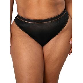 Curvy Couture Women's Plus Size Shimmer High Cut Thong Panty