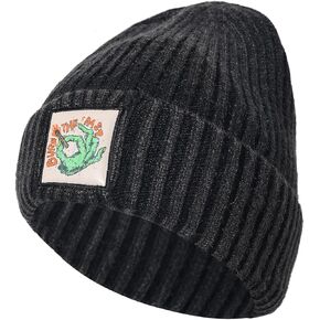 Isurrender Unisex Embroidered Ribbed Knit Beanie - Unique Graphic Patch Winter Hat for Men and Women