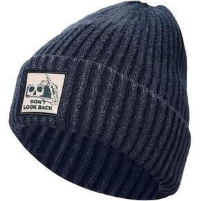 Isurrender Unisex Embroidered Ribbed Knit Beanie - Unique Graphic Patch Winter Hat for Men and Women