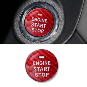 Bilisin Compatible with Car Carbon Fiber Engine Start Stop Button Cover Keyless Ignition Switch Sticker for Subaru WRX Forester Outback Legacy and XV (Red)