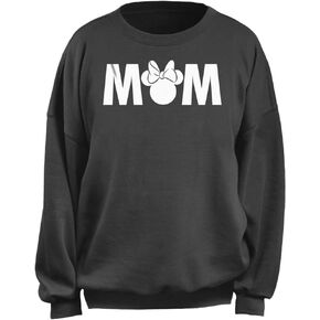 Disney Women's Junior's Minnie Mom Oversized Fleece, Charcoal, Large