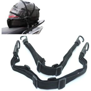 Patty Both 2 Pcs Motorcycle Helmet Luggage Rope Bungee Cord Bandage Strapping Tape Elastic Strap with 2 hooks, Black