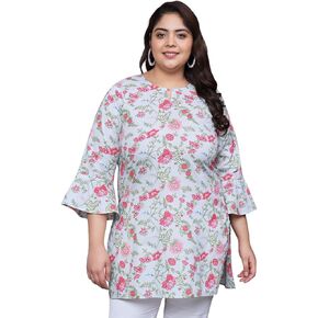 Tissu Women's Plus Size Floral Printed Pure Cotton Kurti Tunic