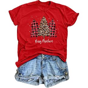 LAZYCHILD Christmas Shirts Women Christmas Tree T Shirt: Merry Christmas Vacation Tees Xmas Tops