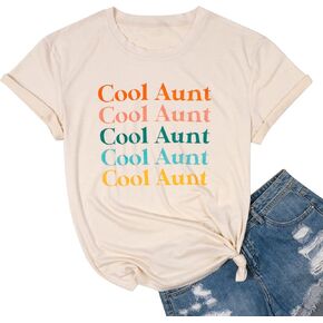 Aunt Shirts Women Cute Aunt Gifts Tee Shirt Short Sleeve Casual Tops