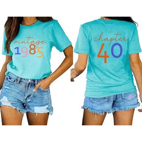 40th Birthday Shirts for Women Vintage 1985 T Shirt Forty Birthday Party Gifts Short Sleeve Casual Tee Tops