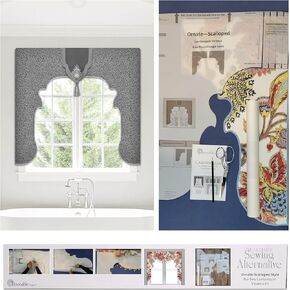 Traceable Designer; Scalloped Lambrequin Valance Kit; Patented Sewing Alternative; Kit; Make No-Sew Custom Cornice Curtains; for Bedroom; Living Room; Dining Room; Room Darkening; Rod Pocket; Lined