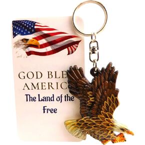 Westmon Works Eagle Keychain Acrylic Patriotic Key Fob with God Bless America Card Veterans Day Set