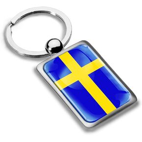 3D Metal Sweden National Swedish Flag Keyring Key Chain Gift Men Women Keychain Giftbox KK 233