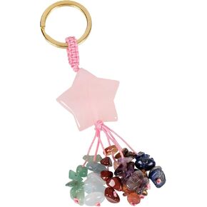 TUMBEELLUWA 7 Chakra Healing Crystal Keychain Stone Beads Tassel Key Ring Charm Amulet Car Keyrings for Men Women Unisex