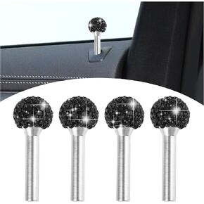 Junecarp 4PCS Car Door Lock Knobs with Crystal,Bling Car Door Lock Cover Rhinestone Car Accessories,Universal Car Door Locks Bling Car Accessories for Women of Most Vehicles (White)