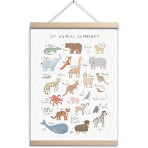 Animal Tracks Posters Woodland Animal Decor for Nursery Decor, Animal Tracks Wall Decor Woodland Animal Alphabet Poster for Classroom Nursery Educational Wall Decor,Vintage Woodland Alphabet for Kids Animal Tracks Wall Art 12*16