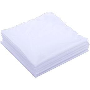 Women Handkerchiefs Cotton Hankies Pocket Square Towel White 6 Pack