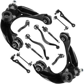 12pc Front Upper Rearward Lower Control Arms Suspension Kit Fit for 2006 2007 Ford Fusion Mercury Milan 2007 Lincoln MKZ 2006 Zephyr with Ball Joints Tie Rods Sway Bars End Link