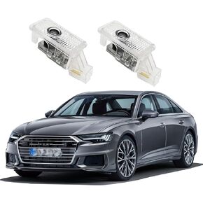 2Pcs Car Door Lights Logo Projector Courtesy LED Welcome Accessories Compatible with Partial A1/A3/A4/A5/A6/Q3/Q5/Q7/A7/A8/R8/RS/S/TT/TTS Series