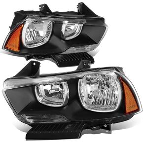 DNA MOTORING HL-OH-CHA11-BK-CL1 Black Housing Headlights Compatible with 11-14 Charger