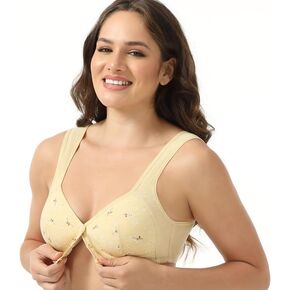 Daisy Bras for Women, Front Snap Closure Padded Bra for Older Senior Women, Comfortable and Convenient, No Underwire Beige, 38