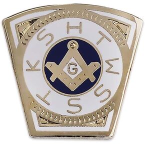 Mark Keystone Masonic Lapel Pin - [Gold & White][3/4'' Tall]