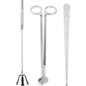 Kirecoo 3 in 1 Candle Accessory Set, Candle Wick Trimmer Cutter, Snuffer, Dipper, Wick Care Kit with Trimmer, Dipper and Extinguisher (Silver)