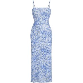 Milumia Women's Floral Print Camisole Dress Backless Bodycon Long Dresses