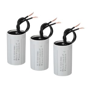 YOKIVE 7uF CBB60 Running Capacitor, Run Capacitor with 2 Wires, AC 450V Start Up Motors, Great for Air Compressors, Pumps (Silver, 60x35mm)