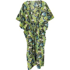 RAJBHOOMI HANDICRAFTS Women Cotton Kaftan- Indian Handmade Cotton Printed Kaftan for Women Coverups Dress Plus Size Caftan