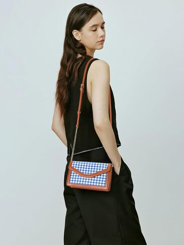 GM LIKKIE Houndstooth Clutch Purses for Women, Foldover Envelope Crossbody Bag, PU Leather Shoulder Handbag in Saudi Arabia