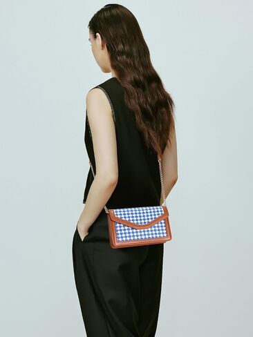 GM LIKKIE Houndstooth Clutch Purses for Women, Foldover Envelope Crossbody Bag, PU Leather Shoulder Handbag in Saudi Arabia