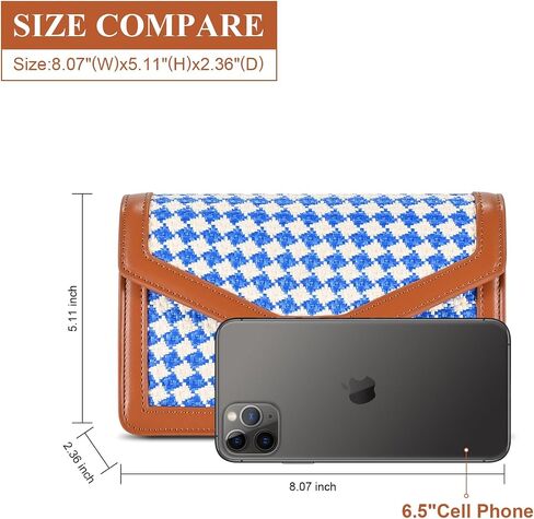 GM LIKKIE Houndstooth Clutch Purses for Women, Foldover Envelope Crossbody Bag, PU Leather Shoulder Handbag in Saudi Arabia