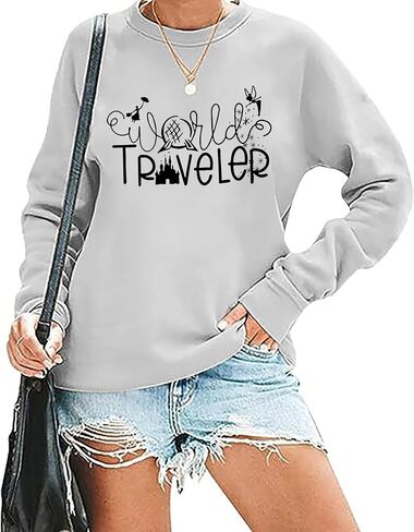 Magical Castle Sweatshirts for Womens Crewneck Long Sleeve Hoodies Letter Print Pullover Tops in Saudi Arabia