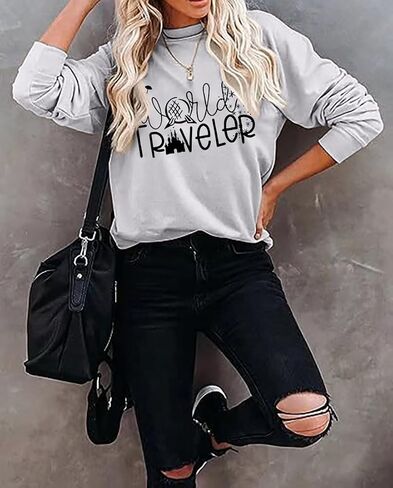 Magical Castle Sweatshirts for Womens Crewneck Long Sleeve Hoodies Letter Print Pullover Tops in Saudi Arabia