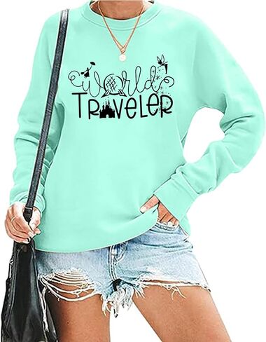 Magical Castle Sweatshirts for Womens Crewneck Long Sleeve Hoodies Letter Print Pullover Tops in Saudi Arabia