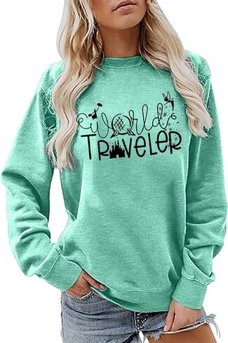 Magical Castle Sweatshirts for Womens Crewneck Long Sleeve Hoodies Letter Print Pullover Tops in Saudi Arabia