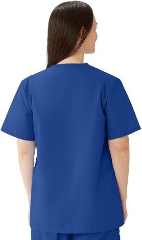 Medline AngelStat Women's Snap-Front Jewel-Neckline Scrub Top, 2 Pockets, Ciel Blue, Size X-Large in Saudi Arabia