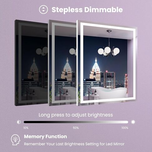 Amorho LED Mirror for Bathroom 24X36 Inch with Backlight and Front Lit, Fogless Mirror for Wall Mounted, Dimmable, 3 Colors, Memory in Saudi Arabia
