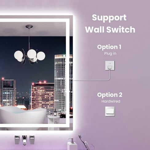 Amorho LED Mirror for Bathroom 24X36 Inch with Backlight and Front Lit, Fogless Mirror for Wall Mounted, Dimmable, 3 Colors, Memory in Saudi Arabia
