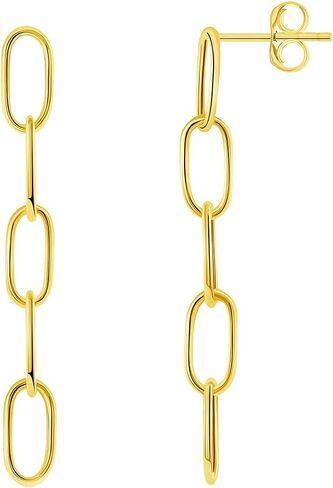 14k الذهب الأصفر المتدلي سلسلة ربط مشبك قطرة 1.5 بوصة تتدلى أقراط مع الاحتكاك مرة أخرى in Kuwait