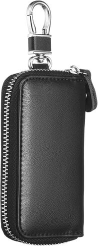 HARFINGTON Genuine Leather Key Holder Bag Car Keychain Coin Case Fob Wallet with Metal Hooks Keyring Zipper Bag for Men Women in Saudi Arabia