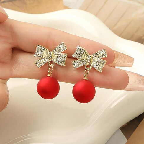 Bow Pearl Earrings for Women, Valentines Day Gifts Trendy Ribbon Earring Gift Ideas Wife Girlfriend Valentine Birthday Wedding Christmas Jewelry in Saudi Arabia