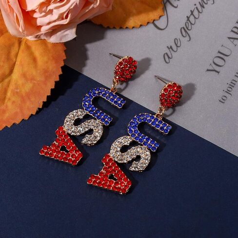 4th of July Earrings Beaded American Flag Star Dangle Earrings for Women Handmade Independence Day Patriotic Earrings Memorial Day Holiday Jewelry Gifts in Kuwait