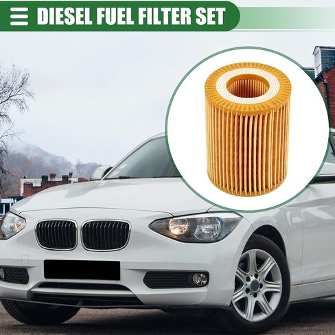 Motoforti Engine Oil Filter, Oil Fuel Filter, for BMW F20 2010-2015, Plastic, with Washer, No.11427635557, Yellow, 1 Set in Saudi Arabia